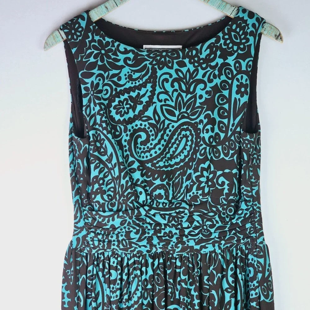 Jessica Howard Paisley Rouche Waist Sleeveless Midi High Neck Lined Dress, 10 - Picture 3 of 8